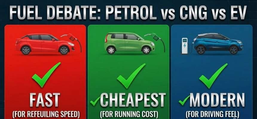 petrol vs CNG vs EV