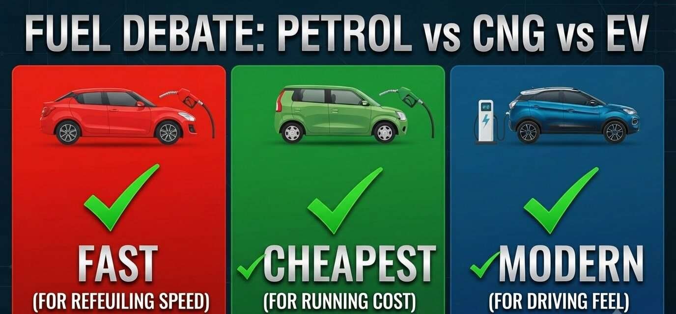 petrol vs CNG vs EV