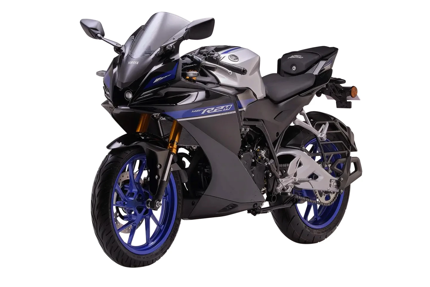 The R2M gets a Metallic Gray finish, along with preload adjustable front forks, adjustable levers, and a special emblem to differentiate it from the R2