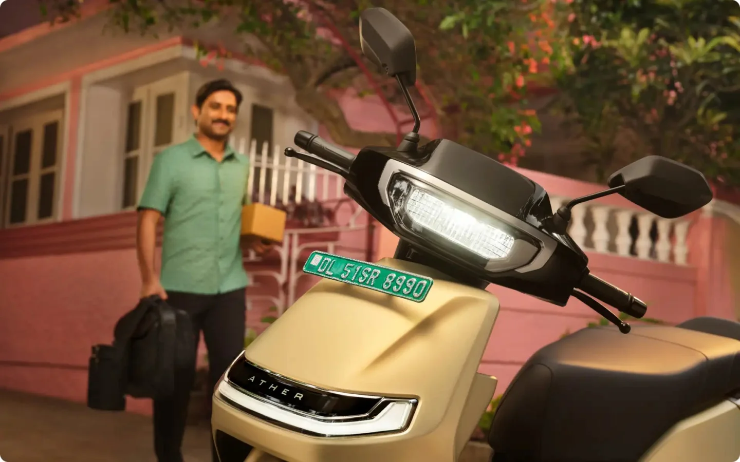 The scooter automatically unlocks when you approach it with a key in your pocket – but it won't start until you're actually seated