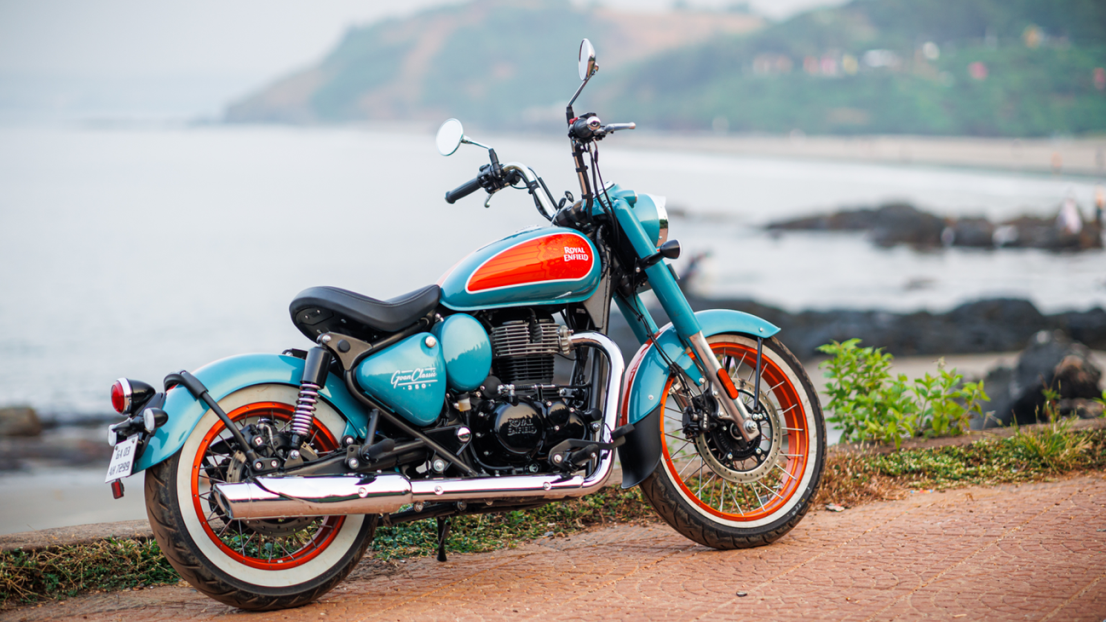 aesthetic shot of royal enfield goan classic 350