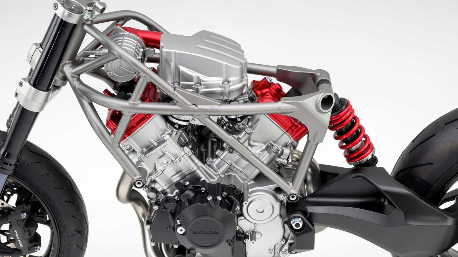 New Honda V3 engine with an electric supercharger close-up shot